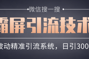 微信搜一搜霸屏引流技術，打造被動精準引流系統，輕松日引300+流量