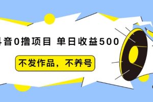 抖音0擼項目：單日收益500，不發作品，不養號