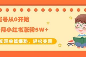生財(cái)小紅書(shū)漲粉變現(xiàn)：新賬號(hào)從0開(kāi)始3個(gè)月小紅書(shū)漲粉5W+實(shí)現(xiàn)單篇爆粉