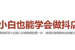 2021最新抖音小店無貨源課程，小白也能學(xué)會做抖店，輕松月入過萬