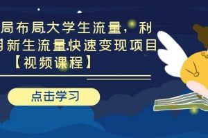 引流布局布局大學(xué)生流量，利用 6-9 月新生流量快速變現(xiàn)項(xiàng)目