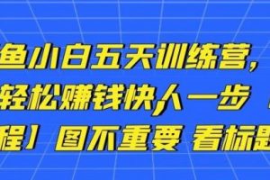 卓讓閑魚小白五天訓(xùn)練營，每天一小時，輕松賺錢快人一步
