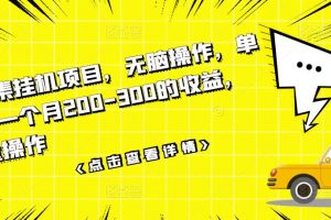 數據采集掛機項目，無腦操作，單臺手機一個月200-300的收益，可批量操作