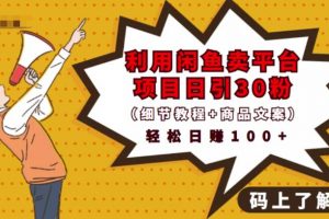 利用閑魚(yú)賣(mài)平臺(tái)項(xiàng)目課程資源日引流30+精準(zhǔn)粉絲，輕松日賺100+，積累人脈可實(shí)現(xiàn)二次變