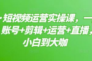 晨哥·短視頻運(yùn)營(yíng)實(shí)操課，一部手機(jī)，賬號(hào)+剪輯+運(yùn)營(yíng)+直播，從小白到大咖