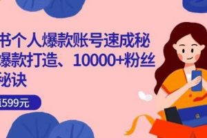 小紅書個(gè)人爆款賬號(hào)速成秘籍，爆款打造、10000+粉絲引流秘訣