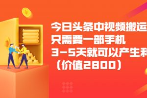 今日頭條中視頻搬運(yùn)項(xiàng)目，只需要一部手機(jī)3-5天就可以產(chǎn)生利潤(rùn)（價(jià)值2800元）