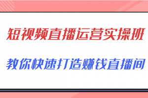 短視頻直播運(yùn)營(yíng)實(shí)操班，直播帶貨精細(xì)化運(yùn)營(yíng)實(shí)操，教你快速打造賺錢直播間