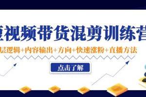 短視頻帶貨混剪訓練營：底層邏輯+內容輸出+方向+快速漲粉+直播方法