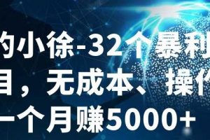 進擊的小徐-32個暴利小項目，無成本、操作簡單一個月賺5000
