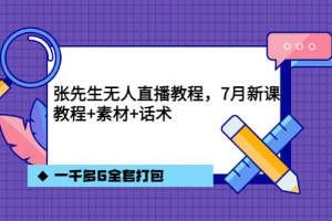 張先生無人直播教程，7月新課，教程素材話術一千多G全套打包