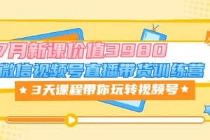 微信視頻號直播帶貨訓(xùn)練營，3天課程帶你玩轉(zhuǎn)視頻號：7月新課價值3980
