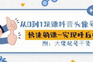 從0到1玩賺抖音頭像號(hào)：快速躺賺-實(shí)現(xiàn)睡后收！附：大佬起號(hào)干貨！