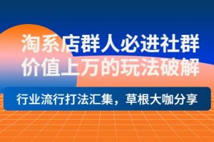 淘系店群人必進社群，價值上萬的玩法破解，行業流行打法匯集，草根大咖分享