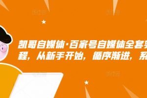 凱哥自媒體·百家號自媒體全套實戰賺錢教程，從新手開始，循序漸進，系統的講解