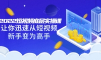 2022短視頻底層實操課:讓你迅速從短視頻新手變為高手(價值7980元)