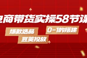 電商帶貨實操58節(jié)課，爆款選品，豆莢投放，0-1的搭建