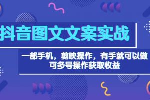 抖音圖文毒文案實戰：一部手機 剪映操作 有手就能做，單號日入幾十 可多號