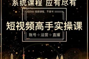 短視頻高手實(shí)操課：賬號(hào) 運(yùn)營 直播，從入門到精通，系統(tǒng)課程，應(yīng)有盡