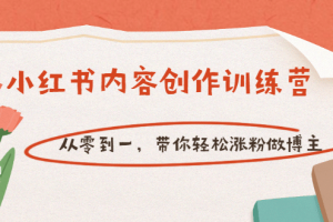 【小紅書內容創作訓練營】從零到一，帶你輕松漲粉做博主（價值399）