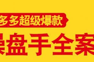 拼多多超級(jí)爆款操盤(pán)手全案課，教你新店0-1快速突破