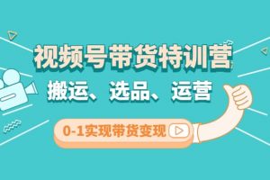 視頻號帶貨特訓營(第3期)：搬運、選品、運營、0-1實現帶貨變現