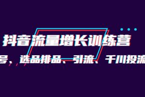 月銷1.6億實操團隊·抖音流量增長訓練營：起號、選品排品、引流 千川投流等