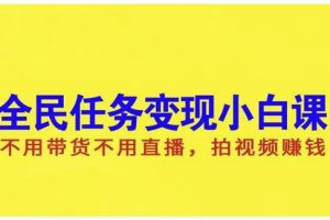 抖音全民任務(wù)變現(xiàn)小白課，不用帶貨不用直播，拍視頻就能賺錢