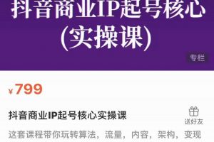 抖音商業IP起號核心實操課，帶你玩轉算法，流量，內容，架構，變現