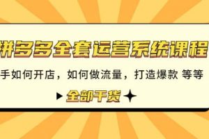 拼多多全套運營系統(tǒng)課程：新手如何開店 如何做流量 打造爆款 等等 全部干貨