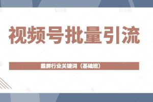 視頻號(hào)批量引流，霸屏行業(yè)關(guān)鍵詞（基礎(chǔ)班）全面系統(tǒng)講解視頻號(hào)玩法【無水印】