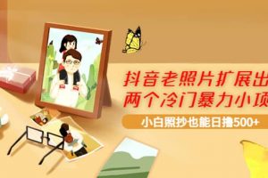 抖音老照片擴展出的兩個冷門暴力小項目，小白照抄也能日擼500