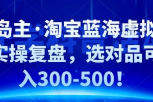 黃島主·淘寶藍海虛擬選品實操復盤，選對品可日入300-500！