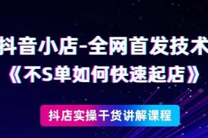 抖音小店全網首發技術，不刷單如何快速起店【視頻課程】
