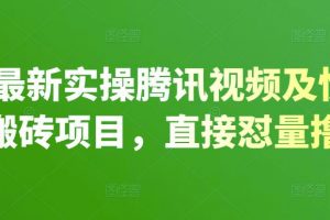 2022最新實操騰訊視頻及快看點無腦搬磚項目，直接懟量擼收益