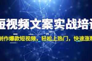 短視頻文案實戰培訓：制作爆款短視頻，輕松上熱門，快速漲粉
