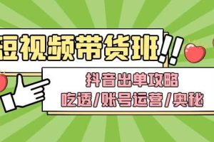 短視頻帶貨內(nèi)訓營：抖音出單攻略，吃透/賬號運營/奧秘，輕松帶貨