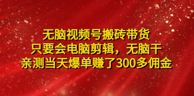 無(wú)腦視頻號(hào)搬磚帶貨，只要會(huì)電腦剪輯，無(wú)腦干插圖
