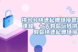 拼多多快速起爆鏈接思路1.0課程，七天教你玩轉拼夕夕，教你快速起爆鏈接