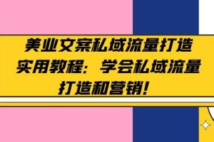 美業(yè)文案私域流量打造實(shí)用教程：學(xué)會(huì)私域流量打造和營(yíng)銷