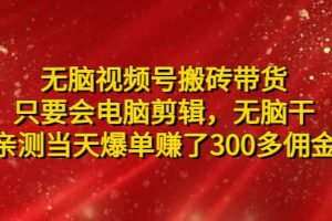 無(wú)腦視頻號(hào)搬磚帶貨，只要會(huì)電腦剪輯，無(wú)腦干