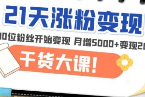 21天精準漲粉變現(xiàn)干貨大課：從10位粉絲開始變現(xiàn) 月增5000