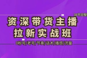 資深·帶貨主播拉新實(shí)戰(zhàn)班，0粉號(hào)/老號(hào)/節(jié)奏/話術(shù)/播感/流量-38節(jié)完整版