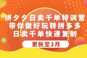拼夕夕日賣千單特訓營，帶你做好玩轉拼多多，日賣千單快速復制 (更新至3月)