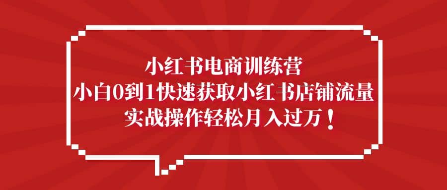 小紅書電商訓練營，小白0到1快速獲取小紅書店鋪流量插圖