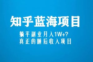 知乎藍海玩法，真正的睡后收入項目（6節視頻課）