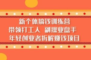 新個體搞錢訓練營：帶領打工人 副操業盤手 年輕創業者拆解賺錢項目