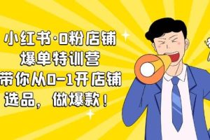 小紅書·0粉店鋪爆單特訓營 帶你從0-1開店鋪，選品，做爆款（課程 工具包）