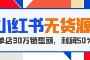 小紅書無貨源項目：從0-1從開店到爆單 單店30萬銷售額 利潤50%【5月更新】