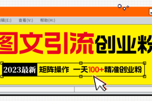 2023最新圖文引流創(chuàng)業(yè)粉教程，矩陣操作，日引100 精準(zhǔn)創(chuàng)業(yè)粉